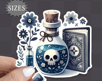 Potion Bottle & Book Sticker: Waterproof Halloween Decal