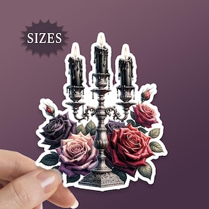 Gothic Candles and Roses Sticker, Dark Academia, Dark Romance Theme for your water bottle, laptop, tablet, phone, UV Waterproof