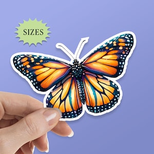 Monarch Butterfly Sticker, Colorful butterfly sticker for your Water Bottle, Laptop, or Tablet, Waterproof Vinyl Sticker