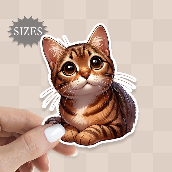 Tabby Cat Sticker: Waterproof Vinyl Decal