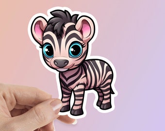 Cute Zebra Sticker, Tumbler Sticker, Décor Sticker, Water Bottle Sticker, Laptop Sticker, Waterproof Vinyl Sticker