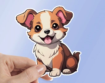 Cute Puppy Sticker, Dog Sticker, Pet Sticker, Young Dog Sticker, Water Bottle Sticker, Laptop Sticker, Waterproof Vinyl Sticker