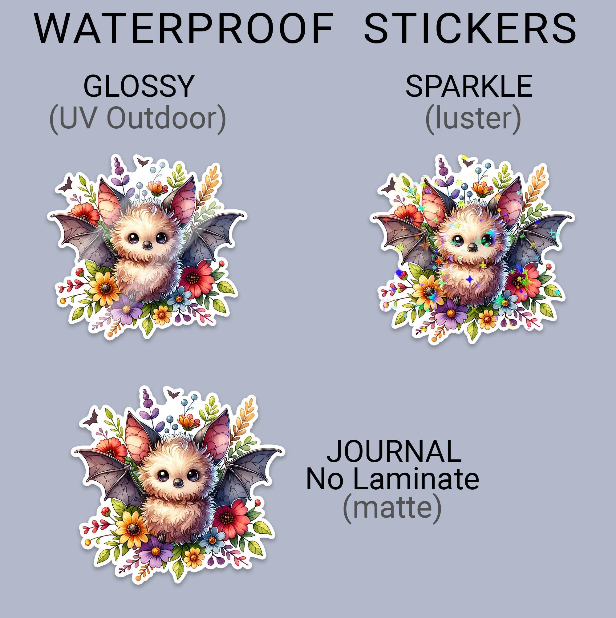 Fuzzy Bat Sticker - Waterproof Vinyl Decal With Wildflowers - Etsy