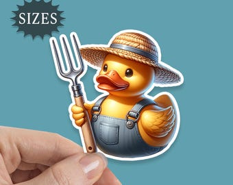 Farmer Rubber Duck Sticker: Waterproof Vinyl Decal