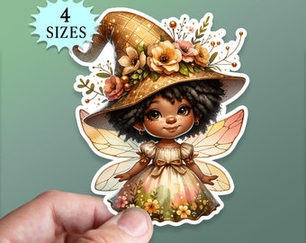 Gold Gnome Fairy Sticker: Garden Fae Waterproof Vinyl  Decal