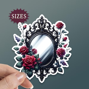 Gothic Mirror and Roses Sticker, Dark Academia, Dark Romance Theme for your water bottle, laptop, tablet, phone, UV Waterproof
