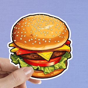 Cheeseburger Sticker: Waterproof Vinyl Food Decal