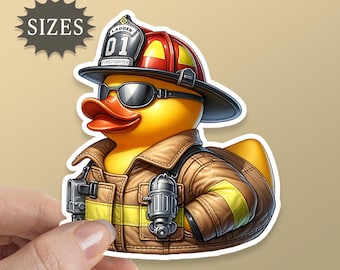 Fire Fighter Rubber Duck Sticker, ducking offroad trail sticker, tumbler sticker, tumbler water bottle, waterproof vinyl