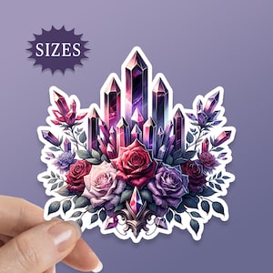 Gothic Crystal and Roses Sticker, Dark Academia, Dark Romance Theme for your water bottle, laptop, tablet, phone, UV Waterproof
