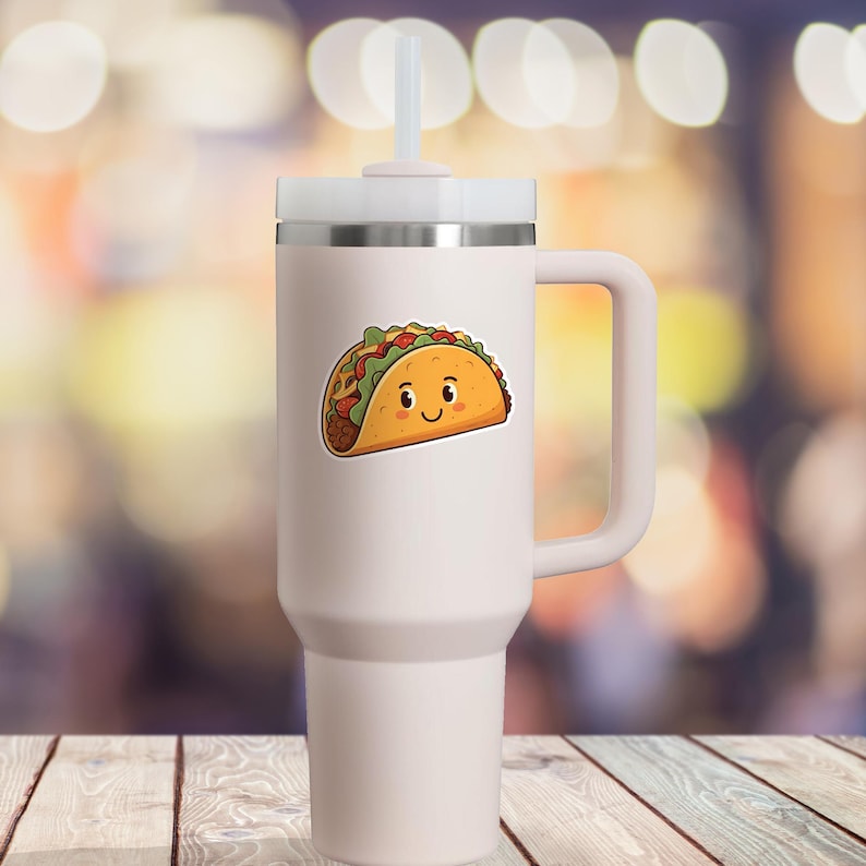 Taco Sticker: Kawaii Mexican Food, Waterproof Vinyl Decal - Etsy
