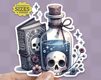 Potion Bottle & Book Sticker: Waterproof Halloween Decal