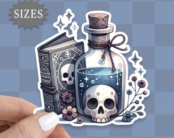 Potion Bottle and Book Sticker, Halloween Bookish sticker for your tablet, phone, journal or water bottle sticker, waterproof UV decal