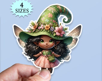 Green Garden Fairy Sticker: Waterproof Vinyl Decal