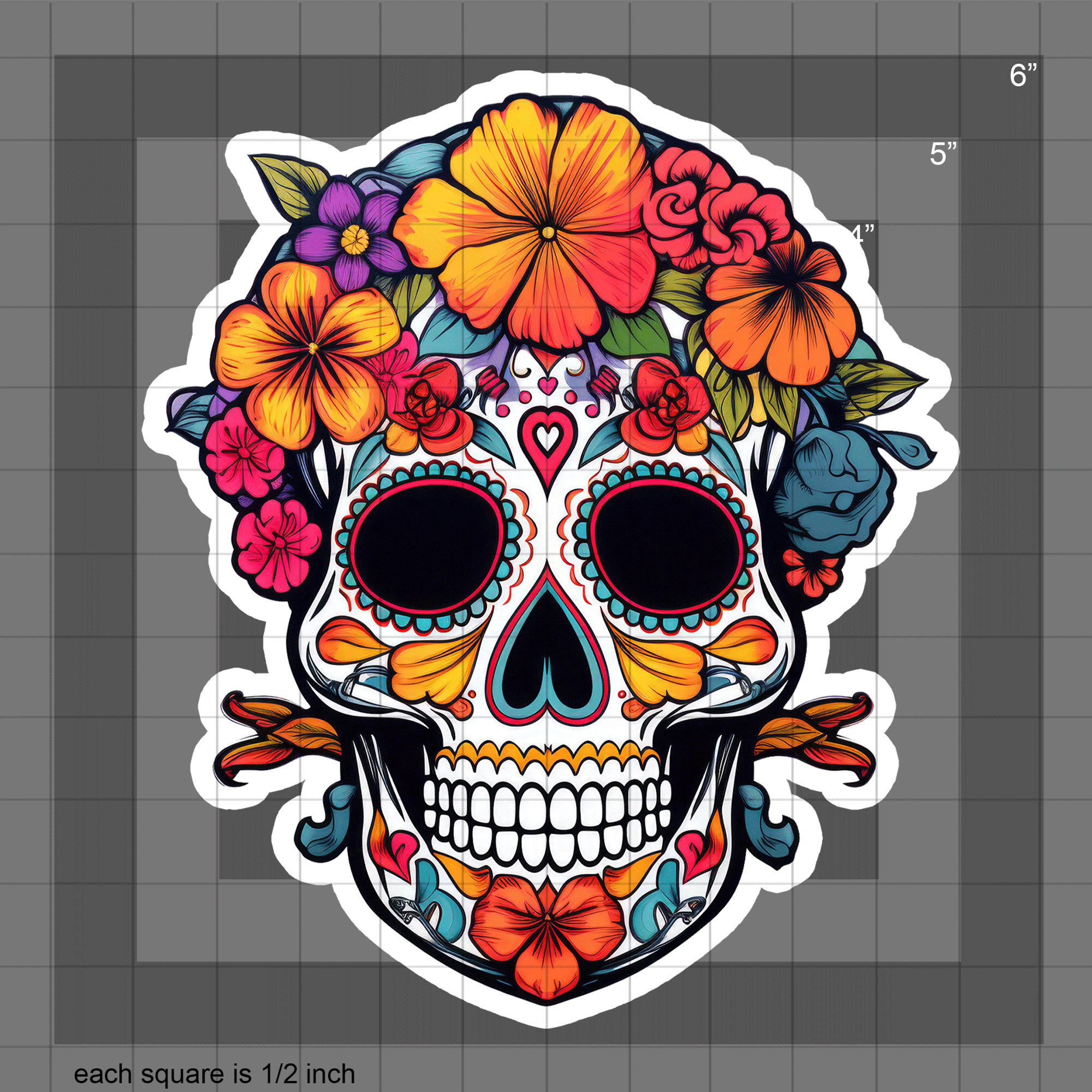 Sugar Skull Sticker, Day of the Dead Sticker: Waterproof Vinyl Decal - Etsy