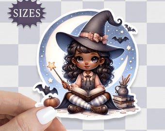 Winter Witch Vinyl Sticker: Cottagecore Laptop Decal
