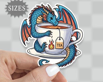 Dragon Fire Tea Cup Sticker: Waterproof Vinyl Decal