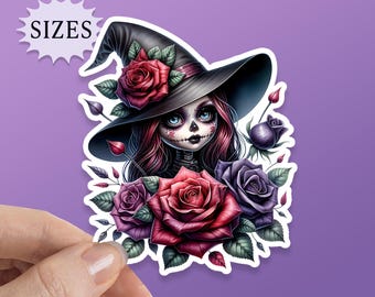 Gothic Witch of Roses Sticker: Dark Academia Waterproof Vinyl Decal