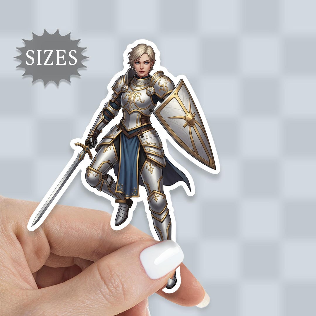 DND Knight Sticker, Warrior Armored Protector Quest Character Decal ...