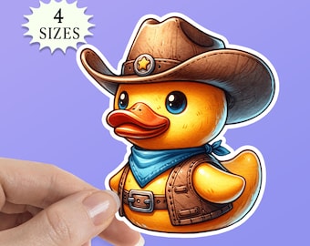 Cowboy Rubber Duck Sticker: Waterproof Vinyl Decal