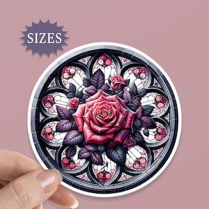 Gothic Rose Window Sticker, Dark Academia, Dark Romance Theme for your water bottle, laptop, tablet, phone, UV Waterproof