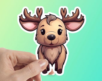 Cute Moose Sticker, Tumbler Sticker, Décor Sticker, Water Bottle Sticker, Laptop Sticker, Waterproof Vinyl