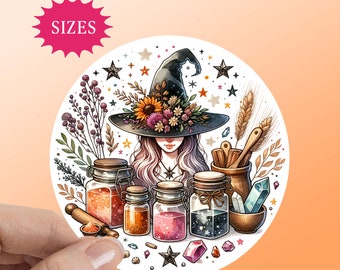 Kitchen Witch Sticker, Witch Sticker, Cottagecore, Goblincore, Water Bottle Sticker, Laptop Sticker, Tablet Decal, Waterproof Vinyl Sticker