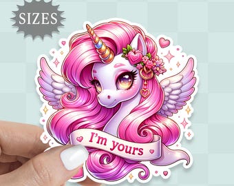 Pink Unicorn Sticker: I'm Yours, Waterproof Vinyl Decal