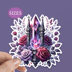 Gothic Crystal Alter and Roses Sticker, Dark Academia, Dark Romance Theme for your water bottle, laptop, tablet, phone, UV Waterproof
