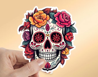 Sugar Skull Sticker, Day of the Dead Sticker, Remember Sticker, Tumbler Sticker, Décor, Water Bottle, Laptop Sticker, Waterproof Vinyl