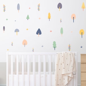 Tree Wall Stickers Nursery Wall Stickers Woodland Wall Stickers Kids Room Wall Playroom Decor Tree Decal Nursery Wall Tree Decor Colourful