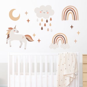 Boho Unicorn Wall Sticker Girl Unicorn Wall Decal Nursery Unicorn Decal Rainbow Wall Sticker Unicorn Playroom Sticker Mural Nursery Unicorn