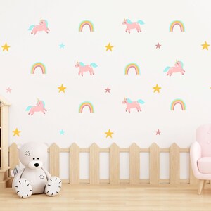 Pink Unicorn Wall Sticker Rainbow Wall Sticker Unicorn Decal Wall