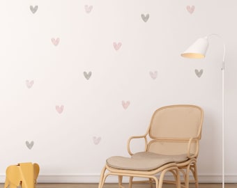 Watercolor Heart Wall Stickers: Pink & Gray Nursery Decor