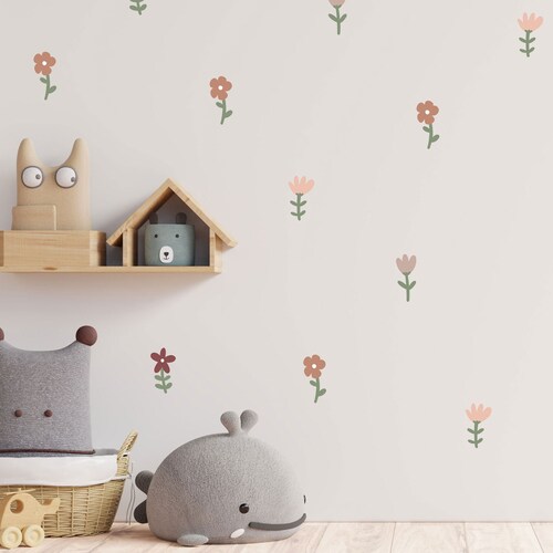 Boho Flower Decals Mutedflower Decals Boho Floral Wall Etsy Canada