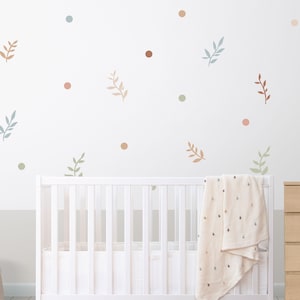 Boho Wandaufkleber Blatt: Neutrale Kinderzimmer Dekoration, A4 Bogen