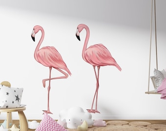 Tropical Flamingo Wall Sticker Girl Bedroom Decor Pink Nursery Decor Pink Flamingo Wall Decal Large Flamingo Sticker Flamingo Bedroom Decal