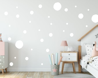 White Polka Dot Nursery Wall Stickers Irregular White Dot Wall Decal White Playroom Sticker Wall Polkadot White Wall Spot Sticker White Spot