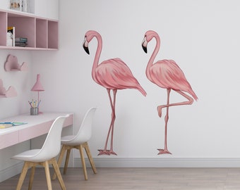 Naklejka ścienna z różowym flamingiem: dekoracja pokoju dziecięcego