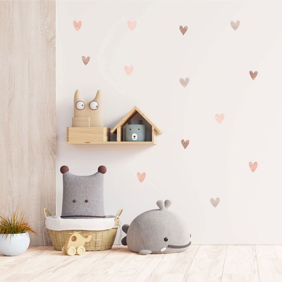 24 adesivi da parete a forma di cuore per la camera dei bambini, per la cameretta dei bambini, per la decorazione della stanza della neonata, adesivi per la decorazione della parete della camera da