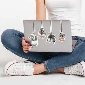 Hängender Pflanzentopf Sticker Sheet, PflanzenSticker, Sukkulenten Sticker, Laptop Sticker, Aufkleber, Pflanzen, Laptop Art, Illustrierte Pflanzentöpfe