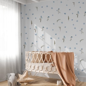 Blue Floral Wall Stickers Nursery Wall Stickers Girl Bedroom Flower Wall Stickers Nursery Decor Floral Wall Decal Blue Flower Wall Decal Art