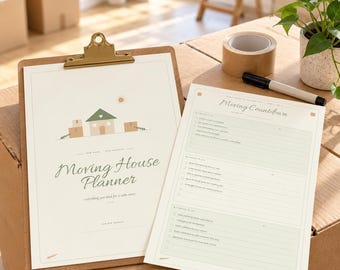 Moving House Planner Printable, Moving Checklist, Change of Address List, Box Labels, Packing Inventory, First Night Box, A4 & Letter