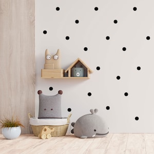 Black Spots Wall Stickers, Reusable Boho Nursery Wall Decals, Children&#39;s Boho Wall Decor, Playroom Wall Stickers, Kids Room, Boho Polka Dots