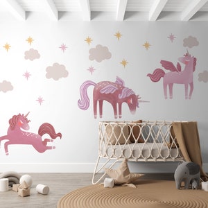 Pegasus Unicorn Wall Sticker Peel and Stick Nursery Wall Sticker Girl Nursery Decor Unicorn Wall Decal Nursery Wall Decal Girl Bedroom Decor