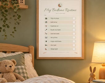 Morning and Bedtime Routine Chart Printable, Toddler Visual Schedule Cards, Boho Kids Routine, Velcro Board Cards, A4 & US Letter