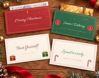 Christmas Money Holder Printable, Gift Card Holder, Cash Gift Wallet, Money Envelope, Christmas Gift Tags, Teen Gift, Stocking Filler