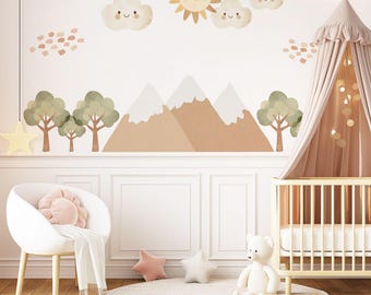 Berg Kinderzimmer Wandaufkleber Kinderzimmer Dekor Berg Kinderzimmer Wandtattoos Kinderzimmer Kinderzimmer Schälen und Aufsticken Schlafzimmer Wandkunst