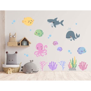 Underwater Fish Wall Stickers Fish Nursery Wall Sticker Sea Creature Wall Sticker Ocean Fish Decal Fish Underwater Decal Fish Bedroom Decor