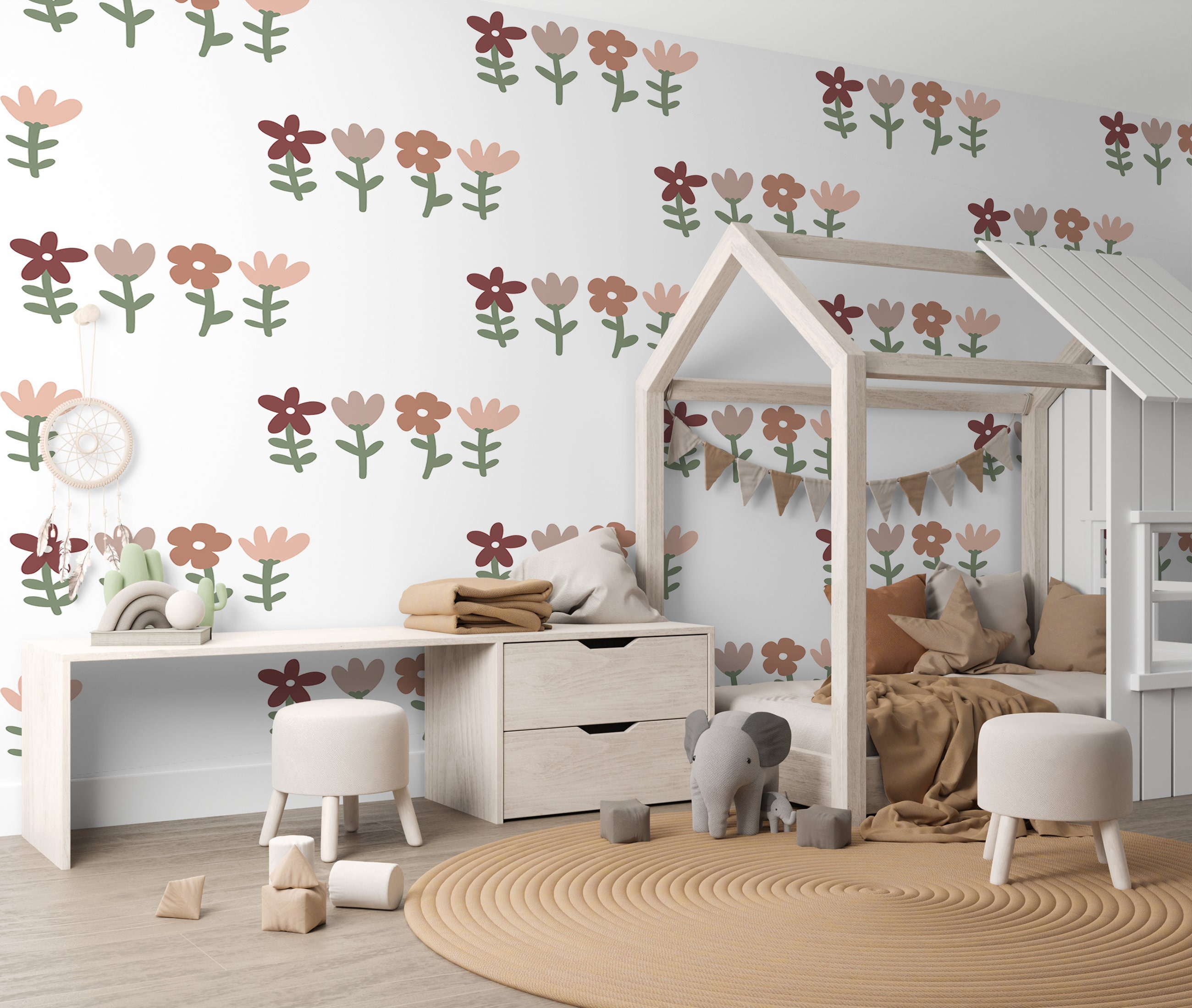 Runtoo Adesivi Murali Fiore Viola Adesivi da Parete Glicine Foglie di Vite Floreale Decorazioni Muro Cameretta Bimba Ragazza Bambini Camera da Letto Soggiorno