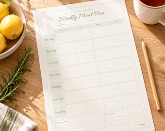 Weekly Meal Planner Printable, Boho Shopping List by Aisle, Family Meal Plan, Recipe Cards, Pantry Inventory, A4 A5 US Letter PDF